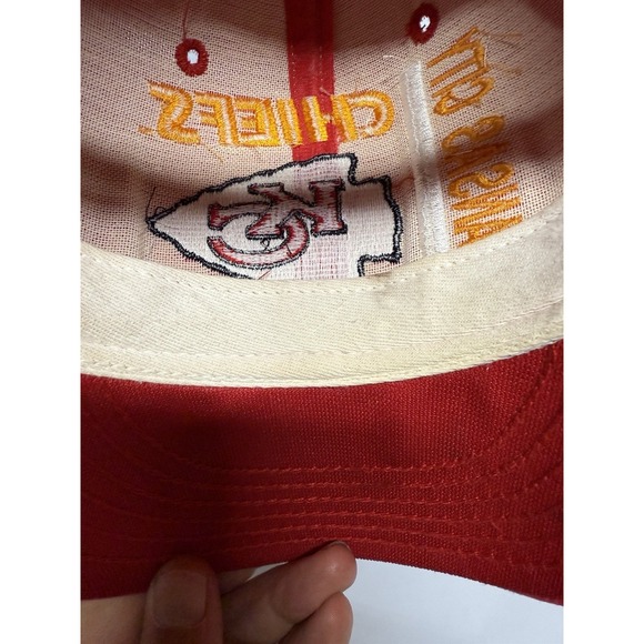 VTG 80s 90s Kansas City Chiefs DeLong Canvas Snapback Hat Red NFL Made USA - Picture 7 of 9